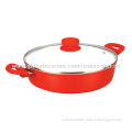 Ceramic non-stick forged low casserole pot, aluminum with stock pot coverNew